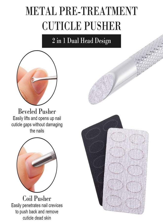 SmallCat 1 Pcs Cuticle Pusher Tool with 100#/240# Grit Nail Files, Metal Cuticle Tools, Stainless Steel Round Manicure Tools for Manicure Pedicure Nail Art, Salon, Home Use - Image 4